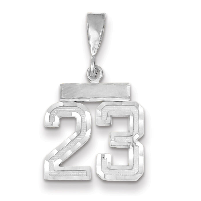 14K White Gold Small Diamond-cut Number 23 Charm Main image