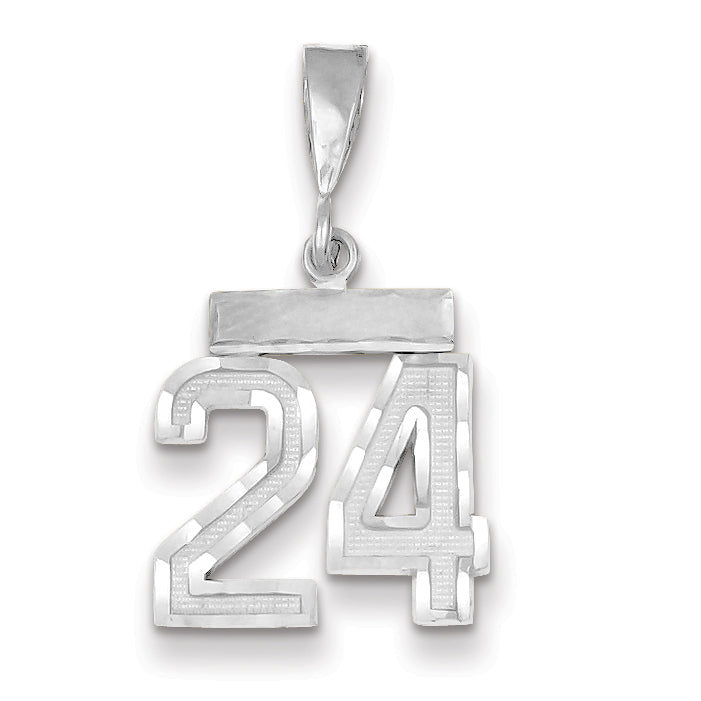 14K White Gold Small Diamond-cut Number 24 Charm Main image