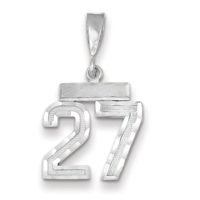 14K White Gold Small Diamond-cut Number 27 Charm Main image