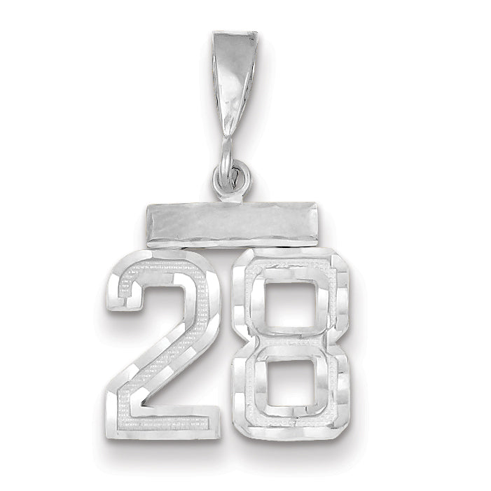 14K White Gold Small Diamond-cut Number 28 Charm Main image