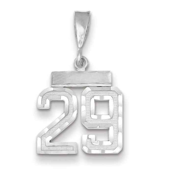 14K White Gold Small Diamond-cut Number 29 Charm Main image