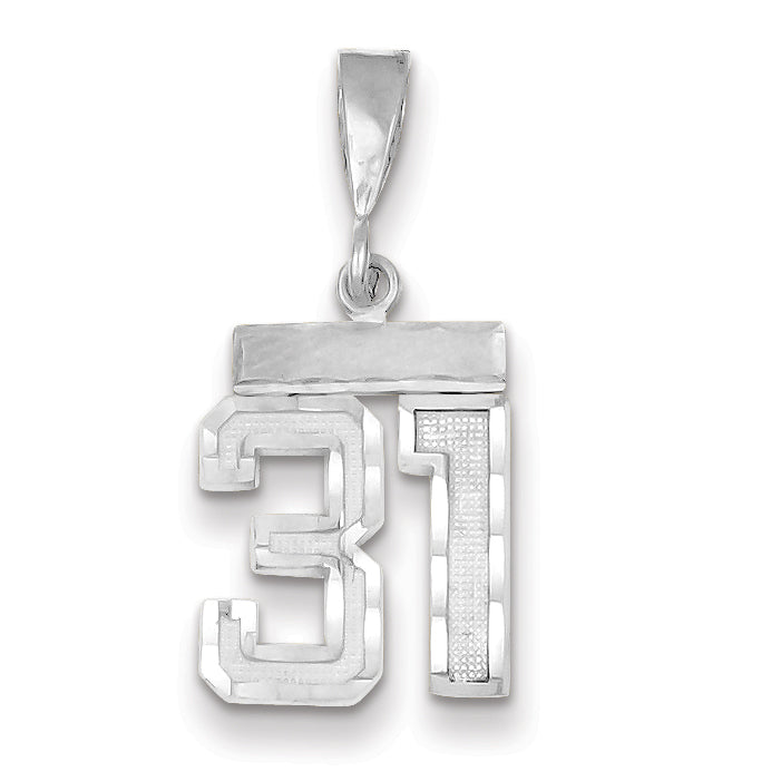 14K White Gold Small Diamond-cut Number 31 Charm Main image
