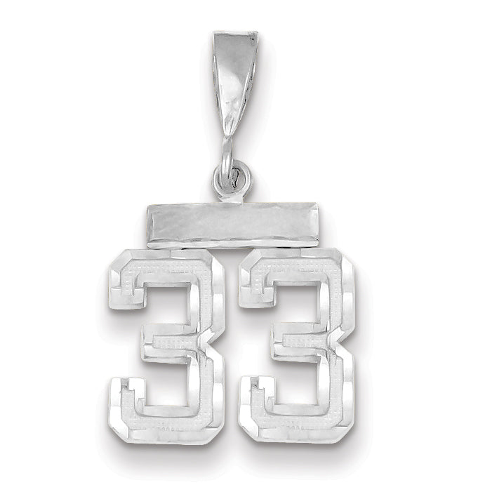 14K White Gold Small Diamond-cut Number 33 Charm Main image