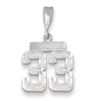 Small Number 33 Charm in 14K White Gold, Diamond-Cut - Sophia Jewelers
