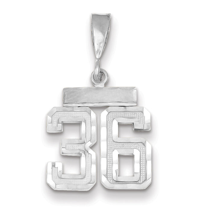14K White Gold Small Diamond-cut Number 36 Charm Main image