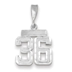 Small Number 36 Charm in 14K White Gold, Brushed & Diamond-Cut - Sophia Jewelers