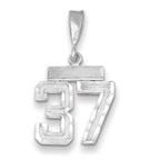 14K White Gold Small Diamond-cut Number 37 Charm