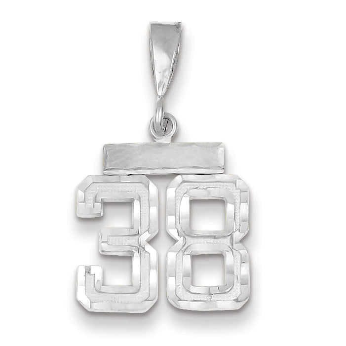 14K White Gold Small Diamond-cut Number 38 Charm Main image