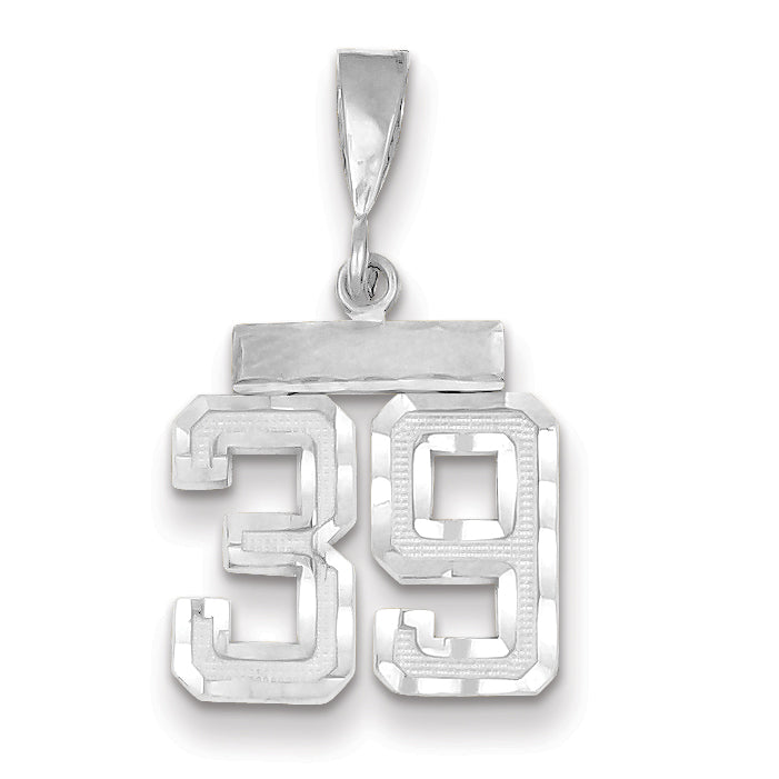 14K White Gold Small Diamond-cut Number 39 Charm Main image