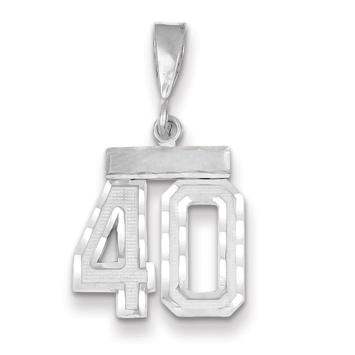 14K White Gold Small Diamond-cut Number 40 Charm Main image