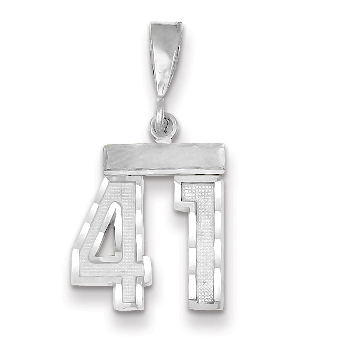 14K White Gold Small Diamond-cut Number 41 Charm Main image