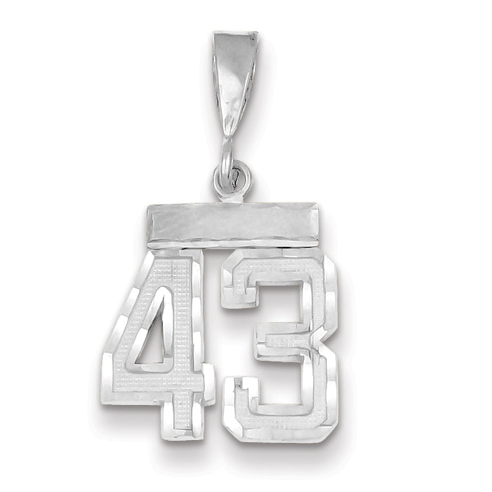 14K White Gold Small Diamond-cut Number 43 Charm Main image