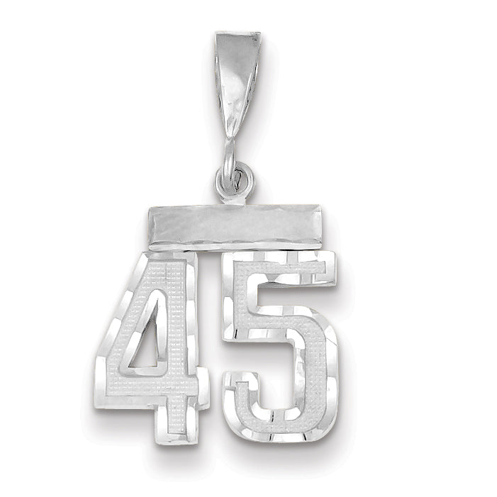 14K White Gold Small Diamond-cut Number 45 Charm Main image