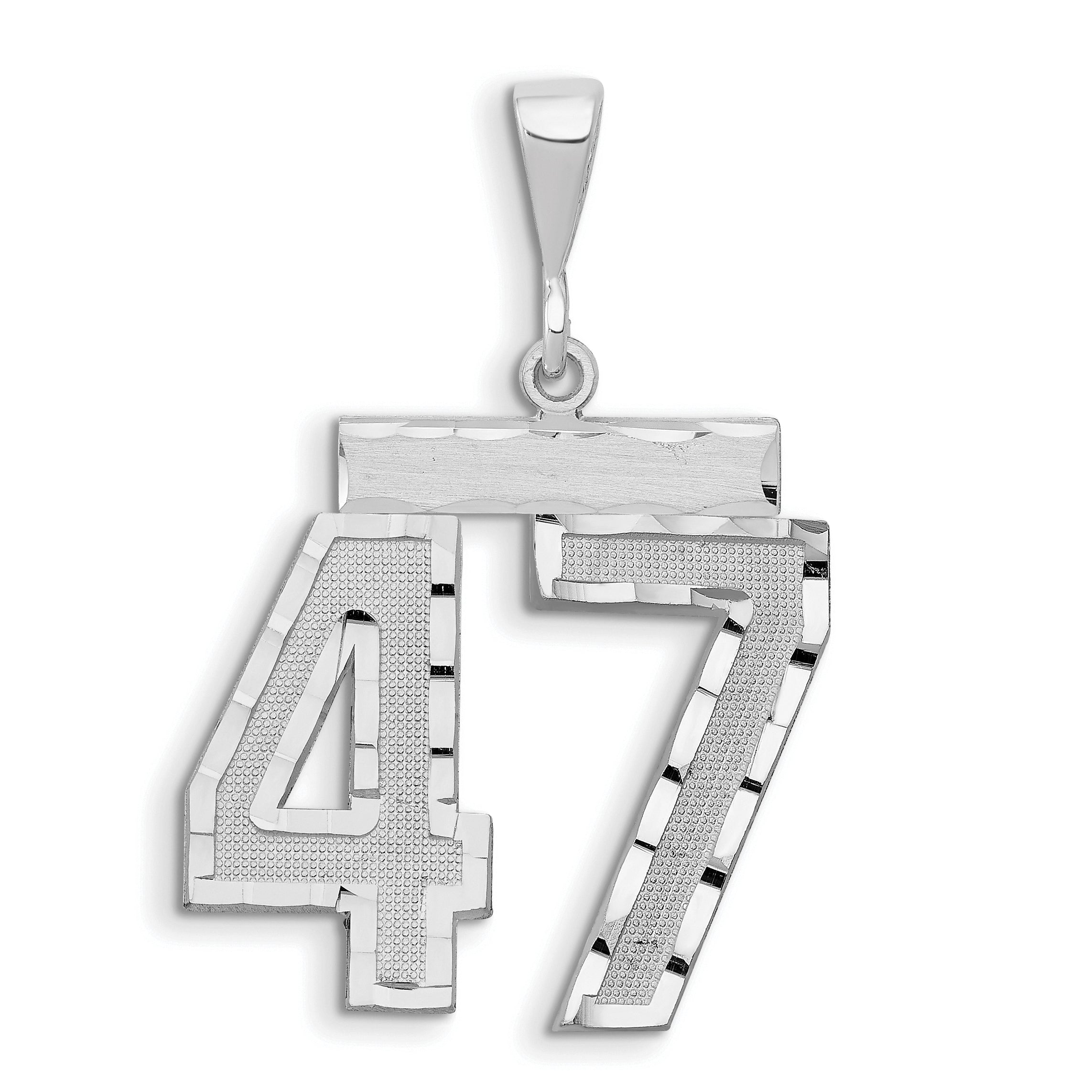14kw Small Brushed Diamond-cut Number 47 Charm Main image