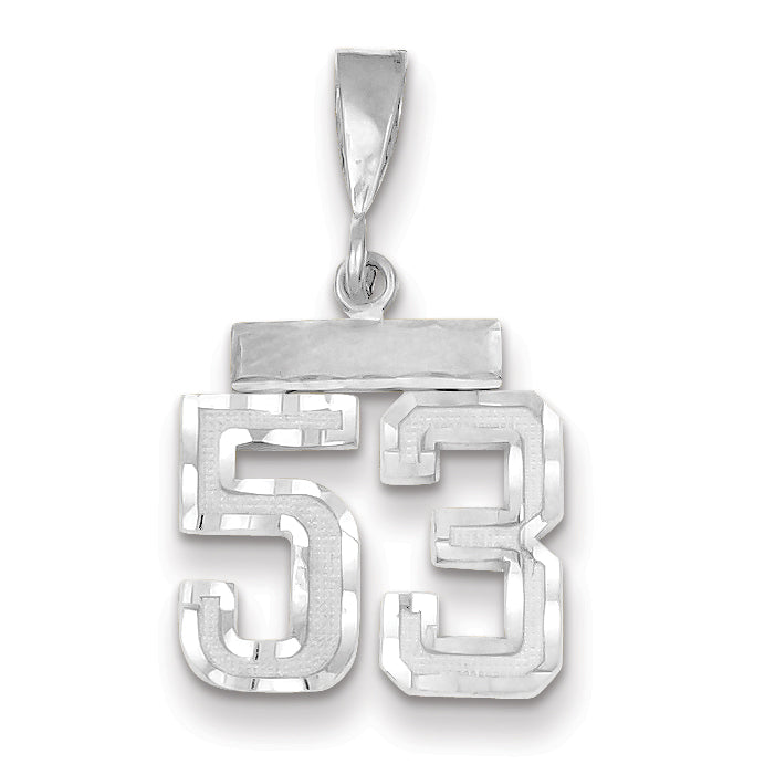 14K White Gold Small Diamond-cut Number 53 Charm Main image