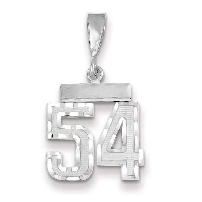 14K White Gold Small Diamond-cut Number 54 Charm Main image