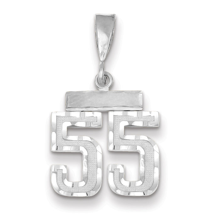 14K White Gold Small Diamond-cut Number 55 Charm Main image