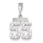 Small Number 55 Charm in 14K White Gold, Diamond-Cut - Sophia Jewelers