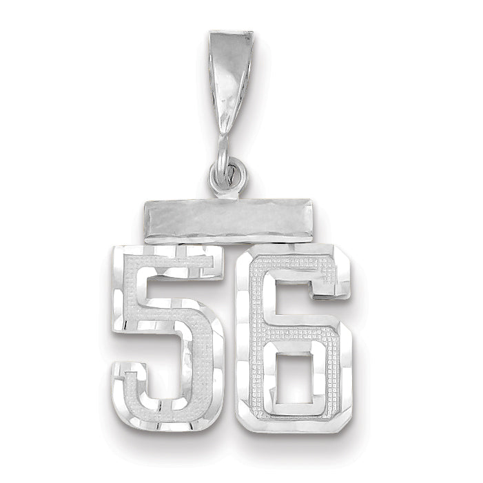 14K White Gold Small Diamond-cut Number 56 Charm Main image