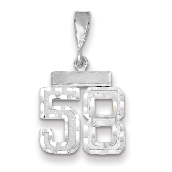 14K White Gold Small Diamond-cut Number 58 Charm Main image