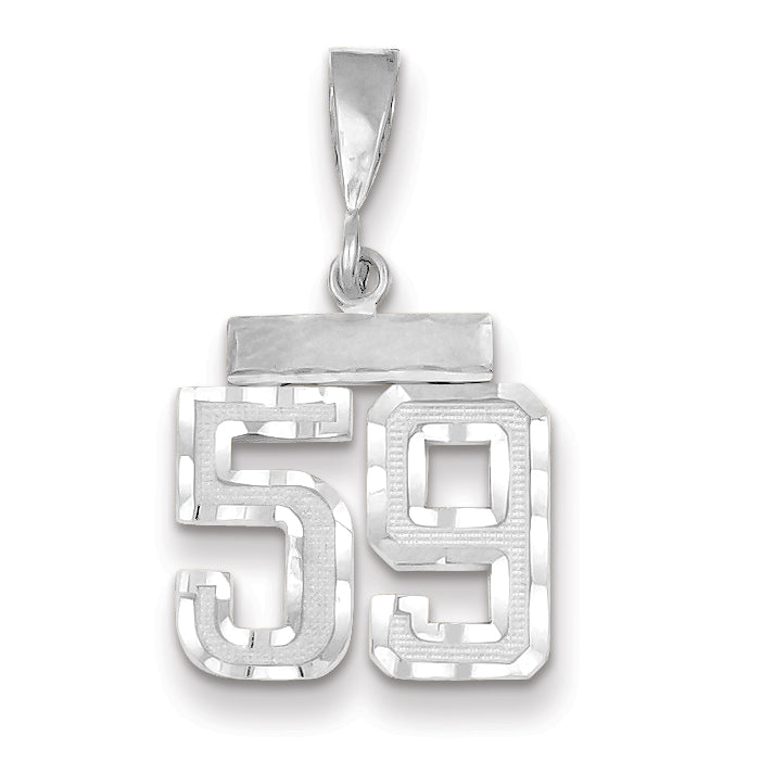 14K White Gold Small Diamond-cut Number 59 Charm Main image