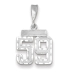 Number 59 Charm in 14K White Gold, Brushed & Diamond-Cut - Sophia Jewelers