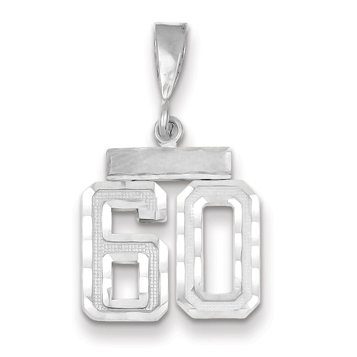 14K White Gold Small Diamond-cut Number 60 Charm Main image