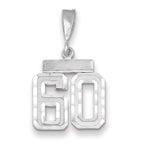 Number 60 Charm in 14K White Gold, Brushed & Diamond-Cut - Sophia Jewelers