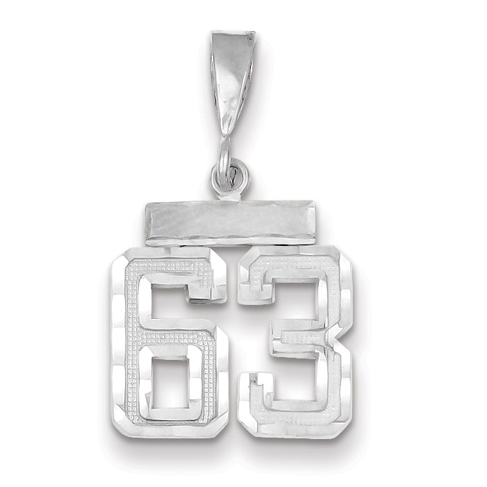 14K White Gold Small Diamond-cut Number 63 Charm Main image