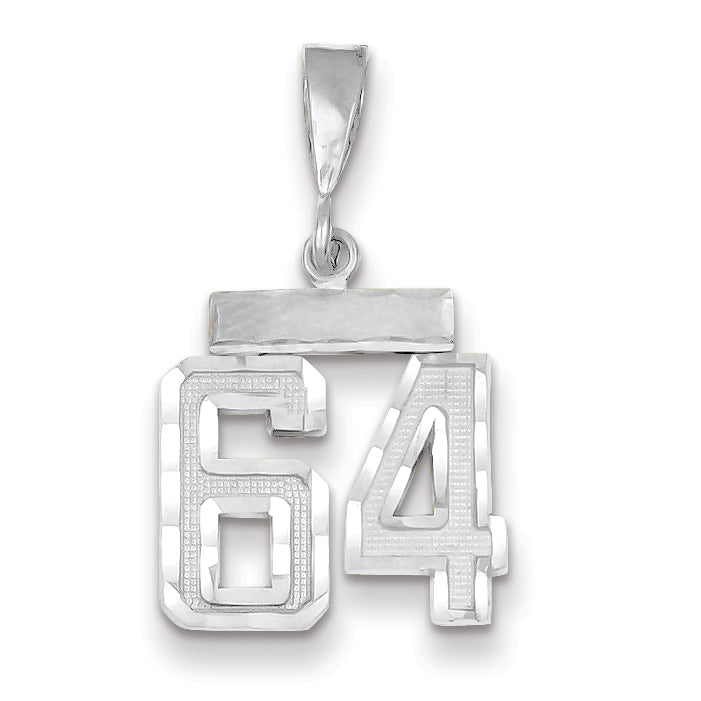 14K White Gold Small Diamond-cut Number 64 Charm Main image