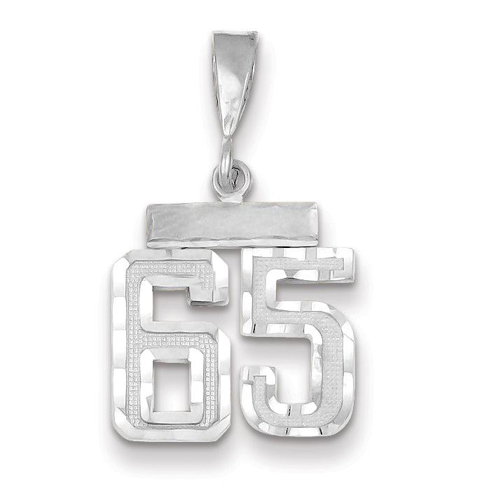14K White Gold Small Diamond-cut Number 65 Charm Main image