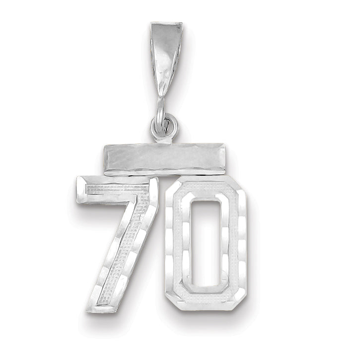 14K White Gold Small Diamond-cut Number 70 Charm Main image