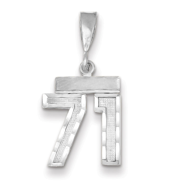 14K White Gold Small Diamond-cut Number 71 Charm Main image
