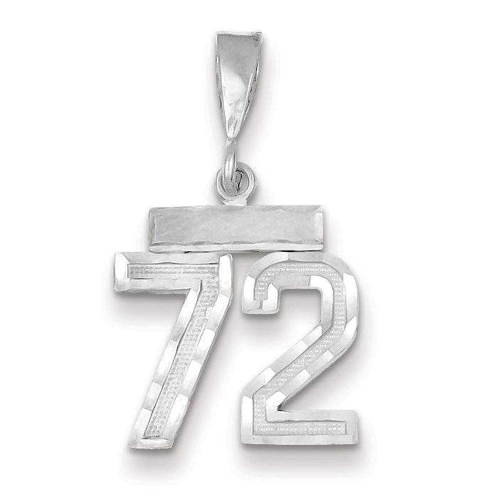 14K White Gold Small Diamond-cut Number 72 Charm Main image