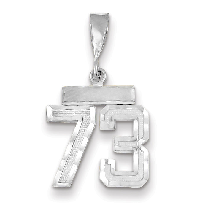 14K White Gold Small Diamond-cut Number 73 Charm Main image