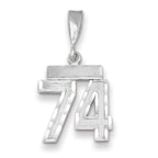 Number 74 Charm in 14K White Gold, Brushed & Diamond-Cut - Sophia Jewelers