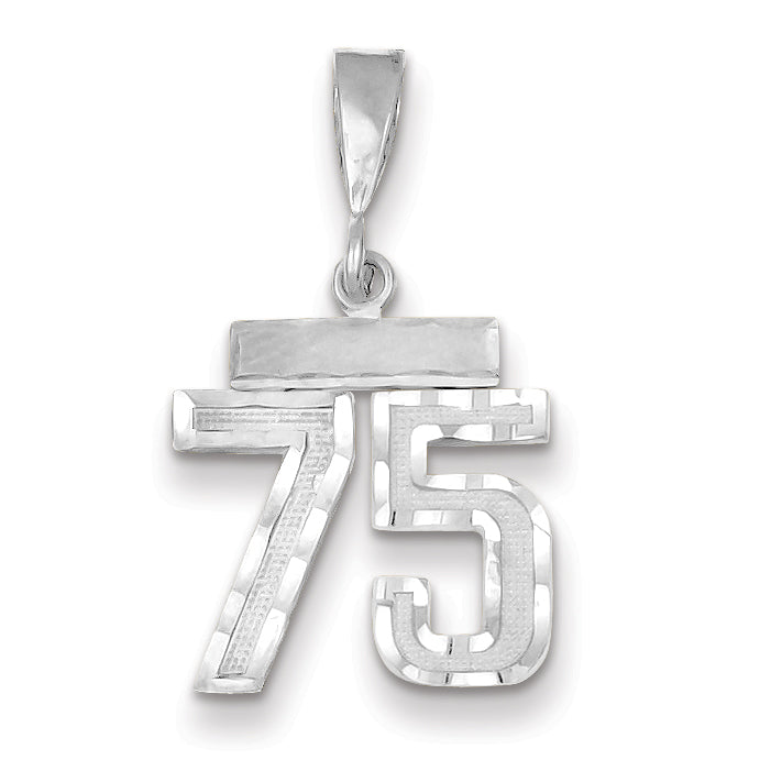 14K White Gold Small Diamond-cut Number 75 Charm Main image