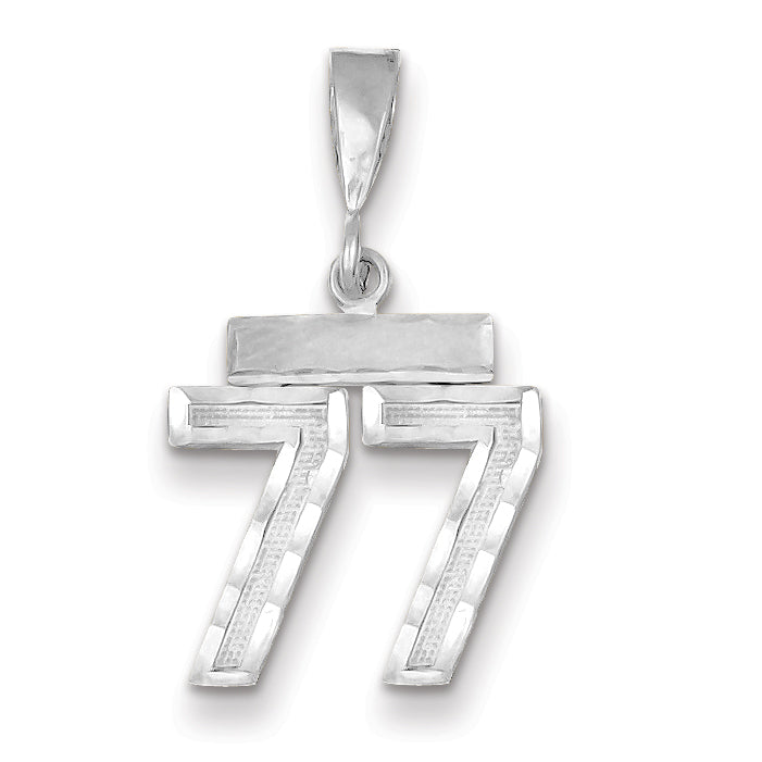14K White Gold Small Diamond-cut Number 77 Charm Main image