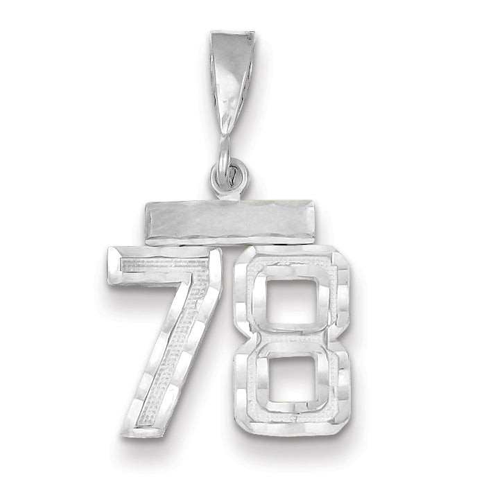 14K White Gold Small Diamond-cut Number 78 Charm Main image