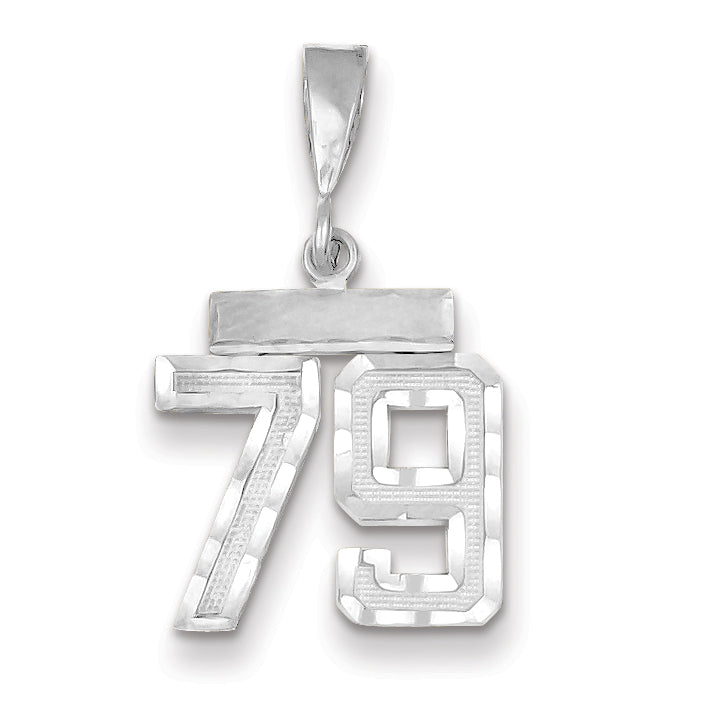 14K White Gold Small Diamond-cut Number 79 Charm Main image