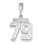 Number 79 Charm in 14K White Gold, Brushed & Diamond-Cut - Sophia Jewelers