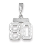 Small Number 80 Charm in 14K White Gold, Brushed & Diamond-Cut - Sophia Jewelers
