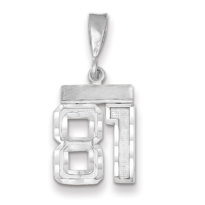 14K White Gold Small Diamond-cut Number 81 Charm Main image