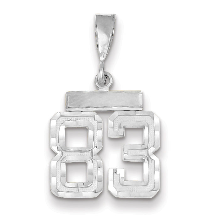 14K White Gold Small Diamond-cut Number 83 Charm Main image
