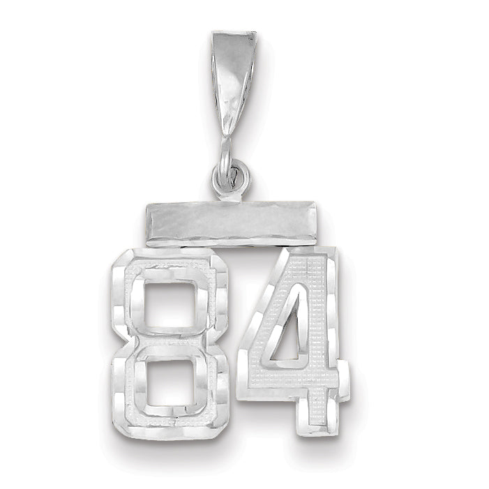 14K White Gold Small Diamond-cut Number 84 Charm Main image