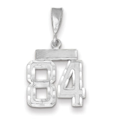 14K White Gold Small Diamond-cut Number 84 Charm
