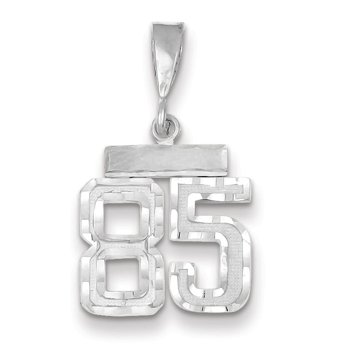 14K White Gold Small Diamond-cut Number 85 Charm Main image
