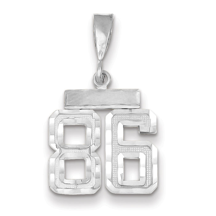 14K White Gold Small Diamond-cut Number 86 Charm Main image