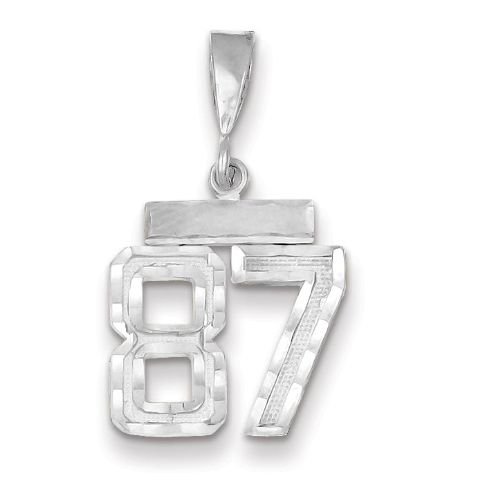 14K White Gold Small Diamond-cut Number 87 Charm Main image
