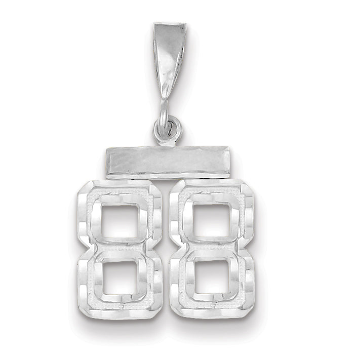 14K White Gold Small Diamond-cut Number 88 Charm Main image